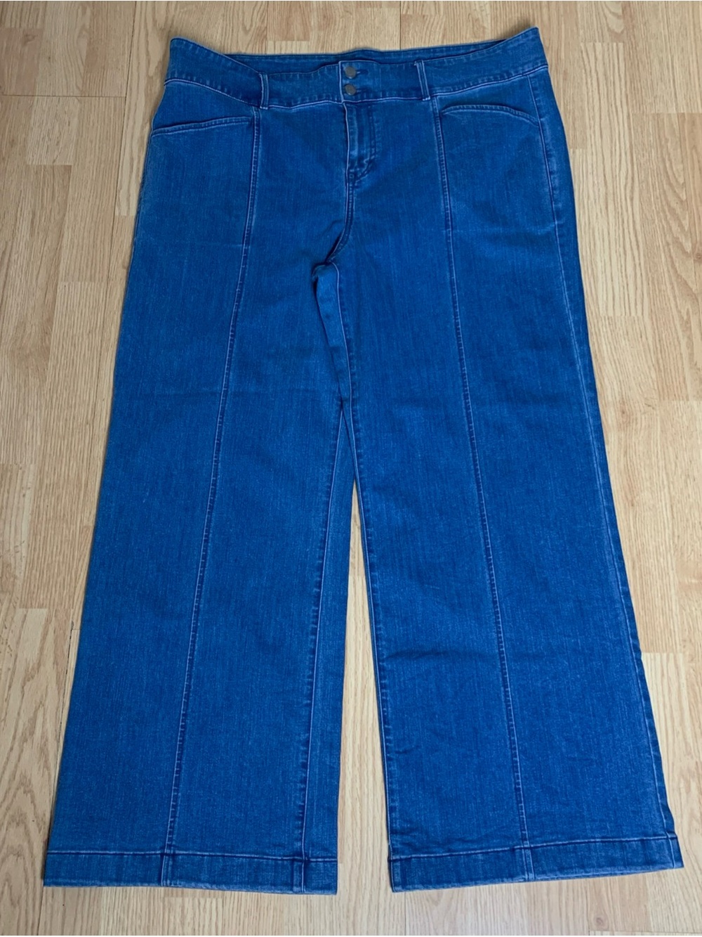 Isaac Mizrahi Live! Women's Jeans Size 20W Plus Wide-Leg Denim Blue Stretchy